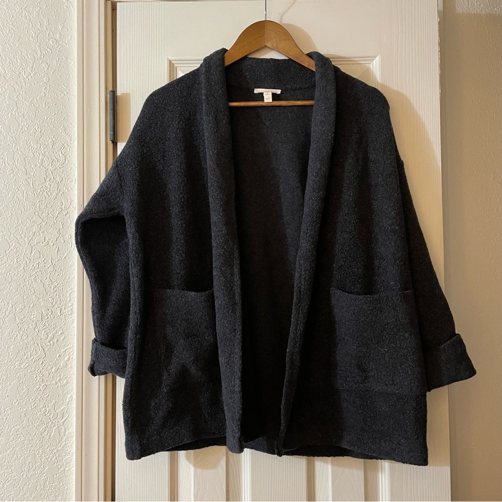 EILEEN FISHER Wool Blend Pocketed Cardigan Charcoal Gray Women’s XS